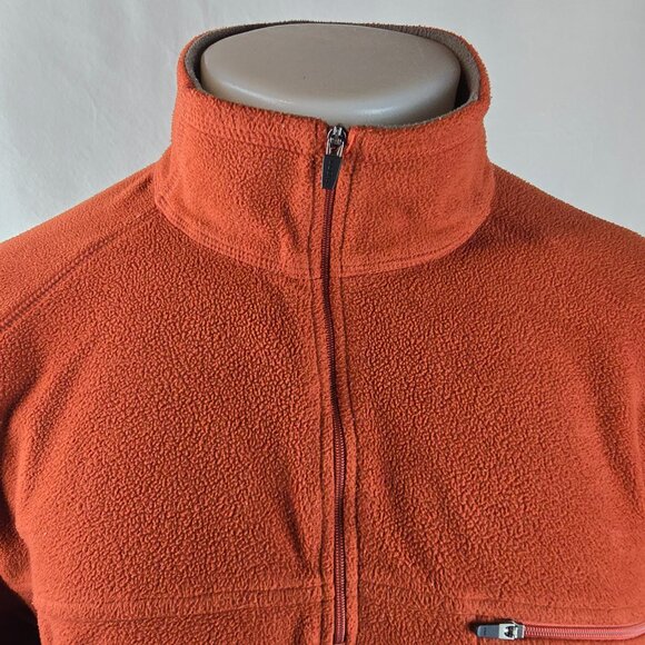 LL Bean Fleece Mens XL Orange Quarter Zip Pullover Outdoors Hiking Gorpcore - Picture 2 of 9